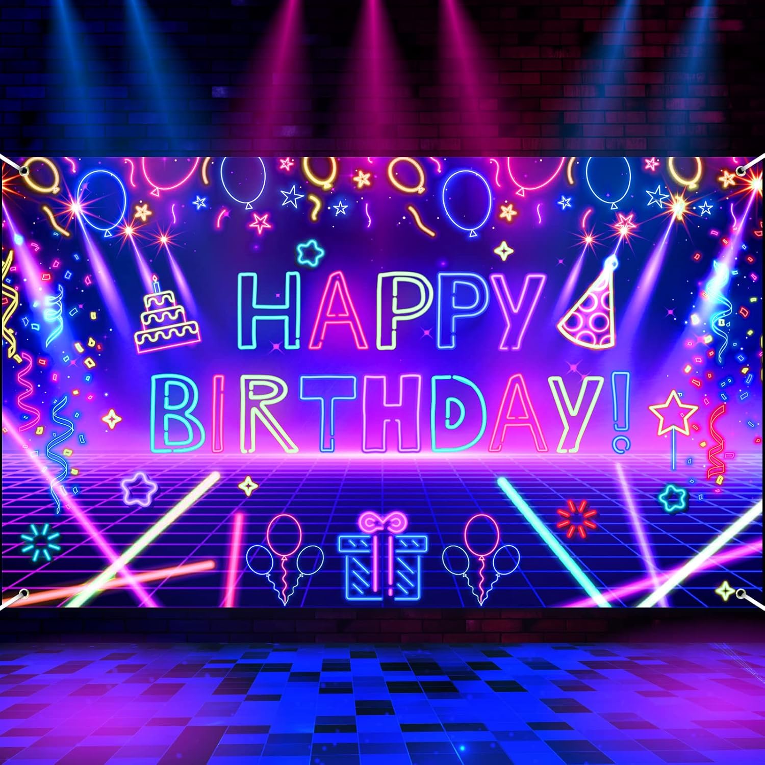 Let'S Party Event Supply - خلفية التصوير الفوتوغرافي المتوهجة النيون حفلة
