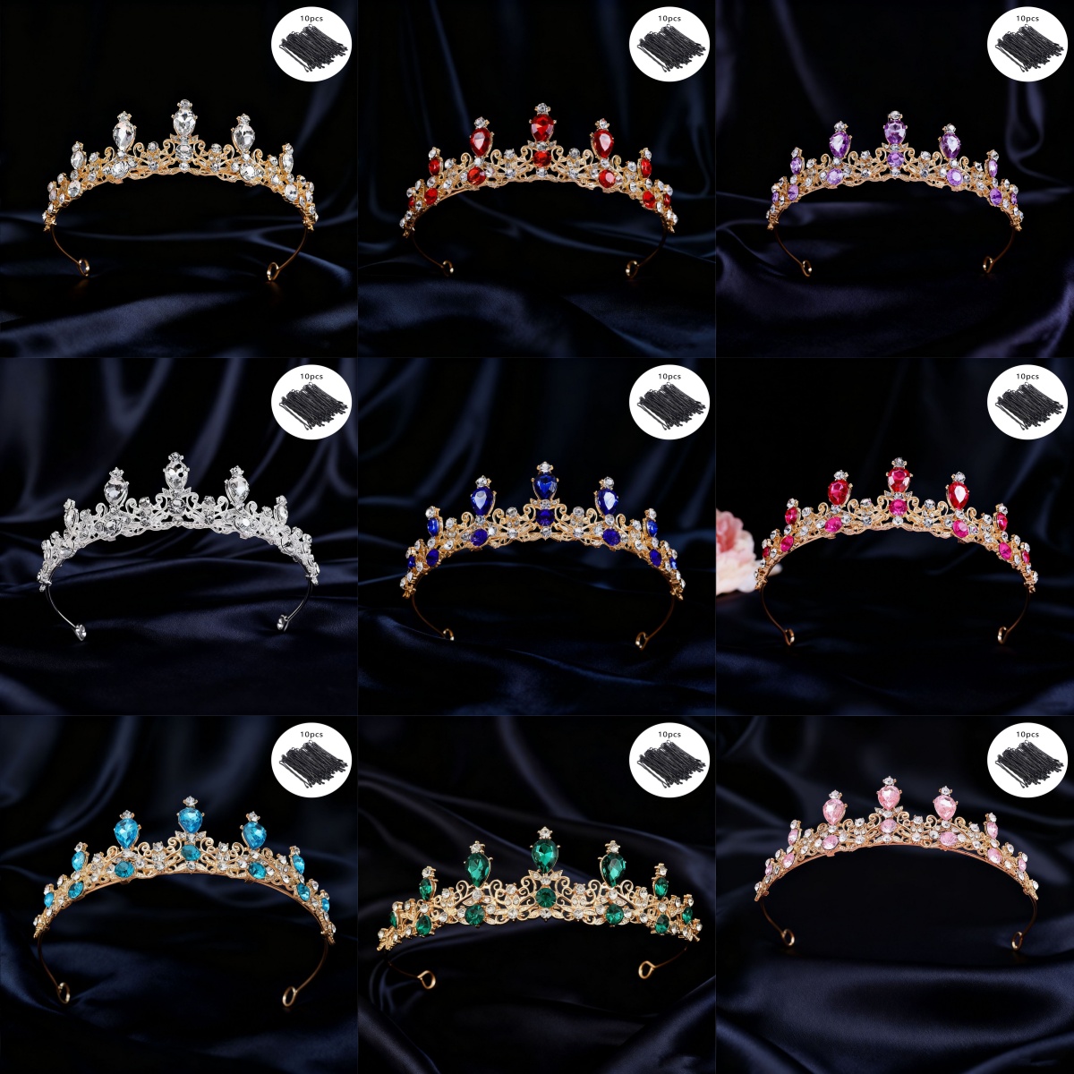 Event & Party Supply - تاج زفاف بتصميم عتيق مرصع بالراينستون