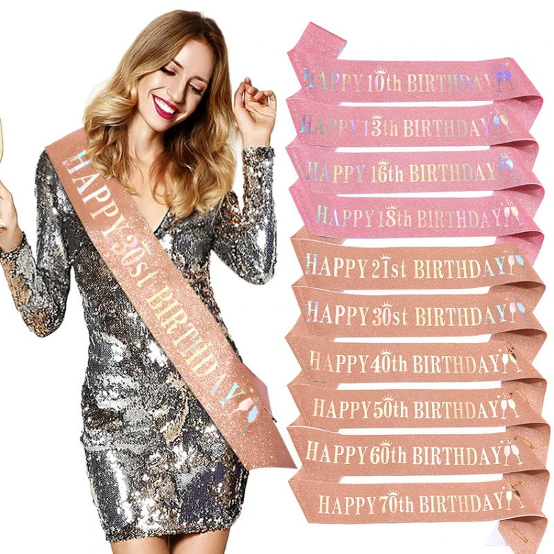 Birthday Sash Glitter - وشاح لامع لحفلات أعياد الميلاد ،