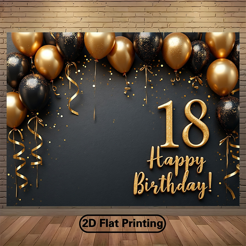 Party Banner Gold - لافتة خلفية بالونات سوداء وذهبية ثنائية