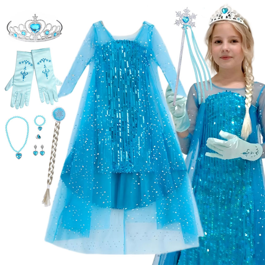 Glitter Tablecloth - فستان أميرة ماكسي مذهل للفتيات، مغطى