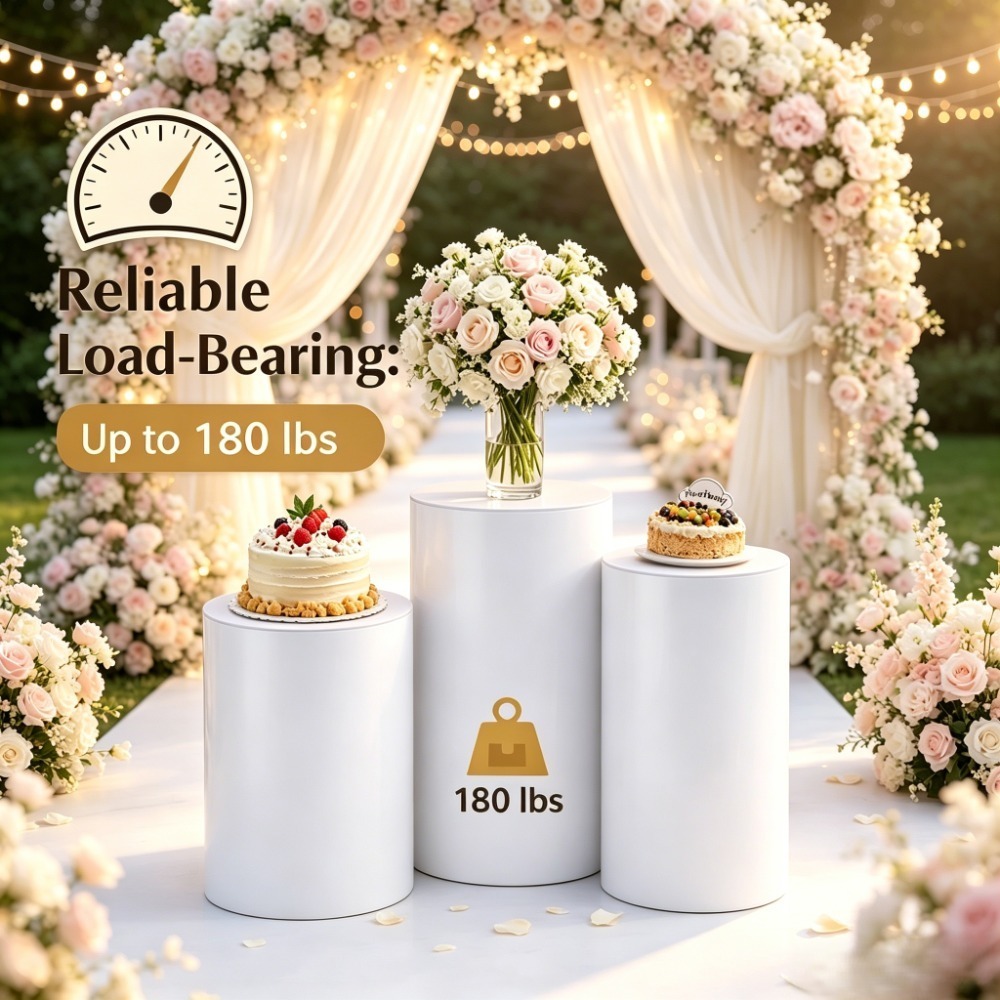 Event Support - 3/5 قطع منحوتات أسطوانية بيضاء، أعمدة