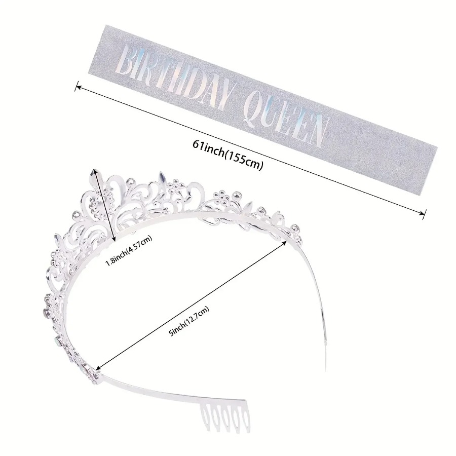 طقم من قطعتين: تاج كريستالي مر - مراجعة Birthday Sash Glitter وسعره
