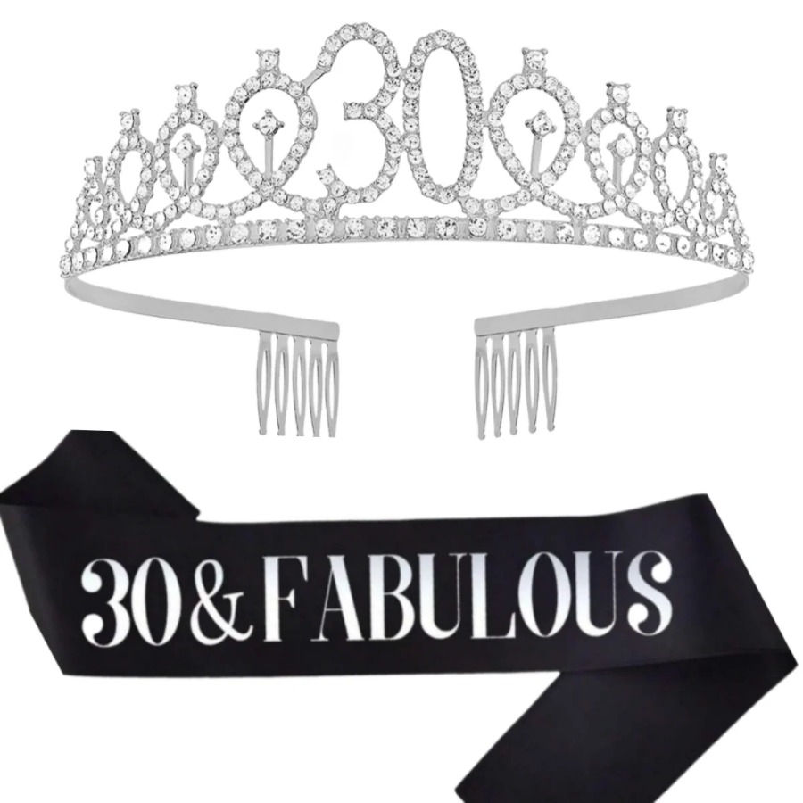 تاج وشاح عيد ميلاد فضي لامع لل - مراجعة Birthday Sash Glitter وسعره