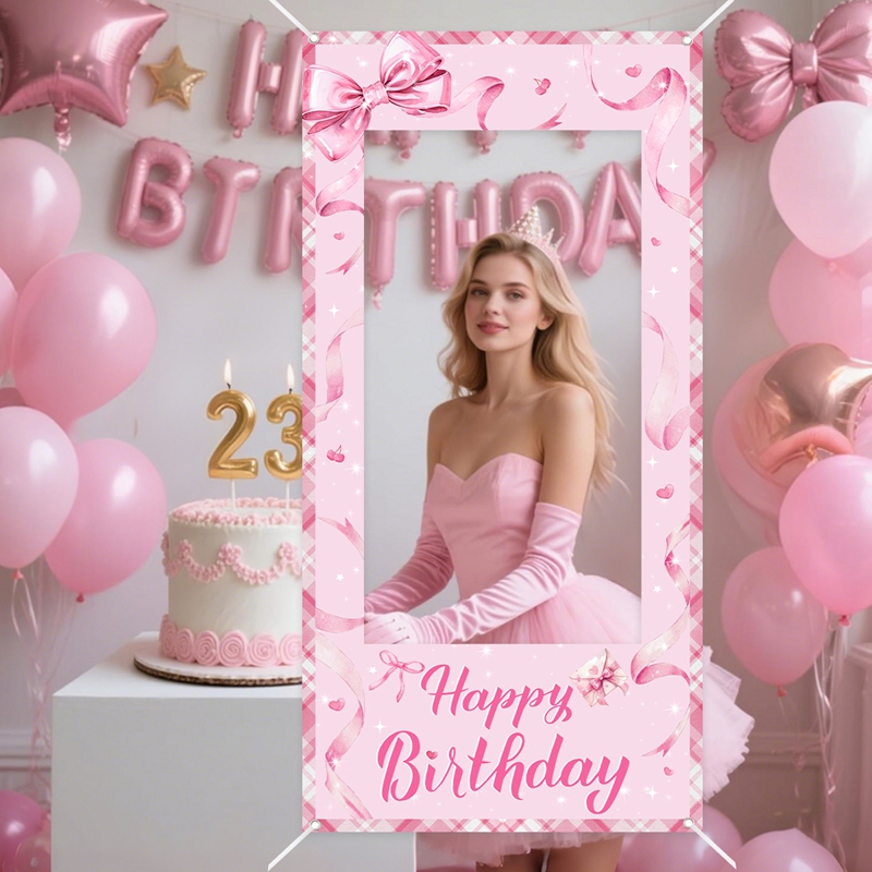 إطار صور وردي بتصميم فيونكة، خ - مراجعة Photo Booth Frame وسعره