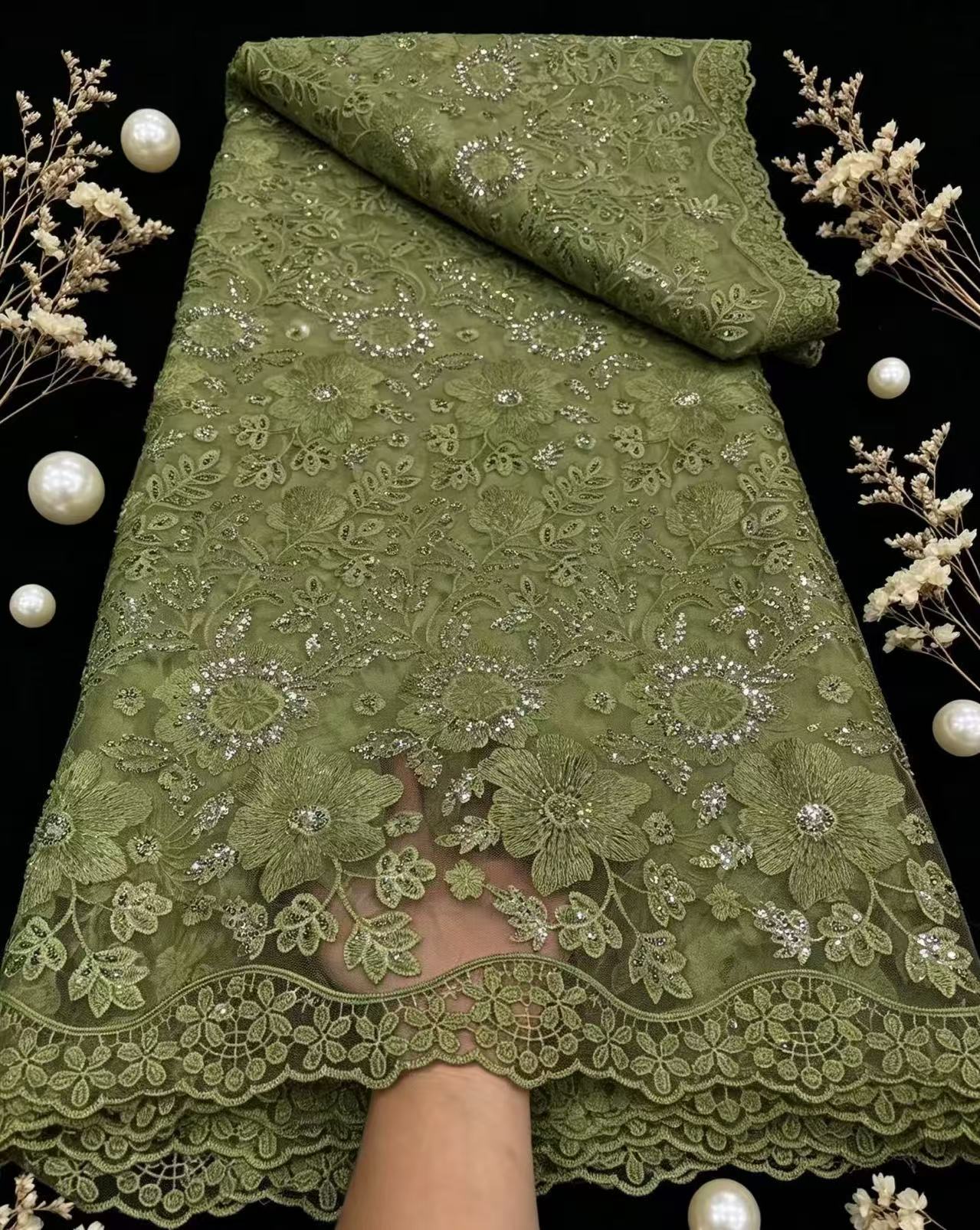 قماش دانتيل فرنسي نقي من التول - مراجعة Glitter Tablecloth وسعره