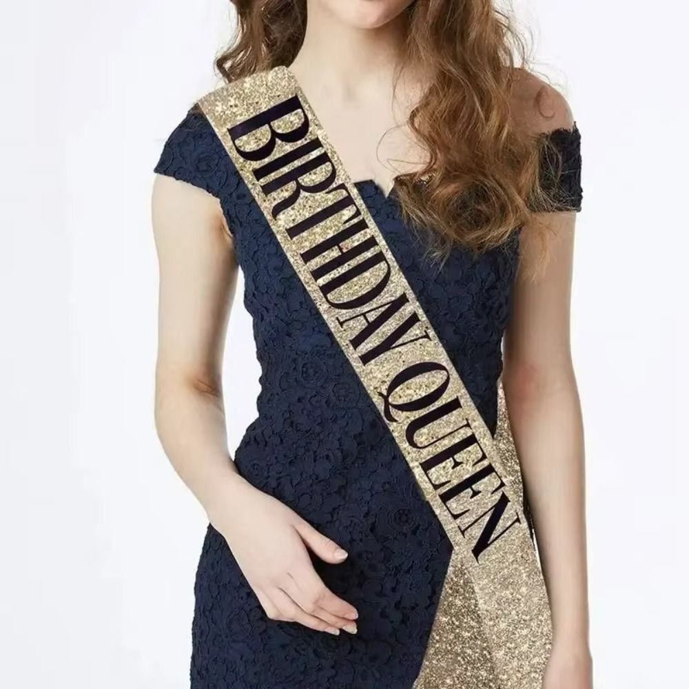 قطعتان/مجموعة تاج وشاح جديد لا - مراجعة Birthday Sash Glitter وسعره