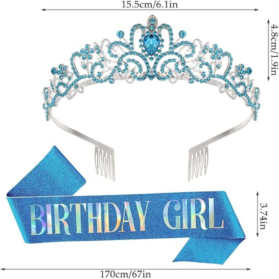 طقم من قطعتين: تاج كريستالي مر - مراجعة Birthday Sash Glitter وسعره