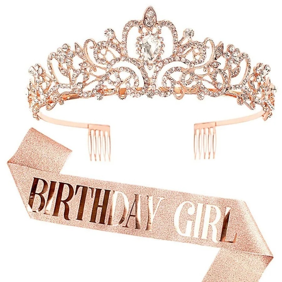 طقم من قطعتين: تاج كريستالي مر - مراجعة Birthday Sash Glitter وسعره