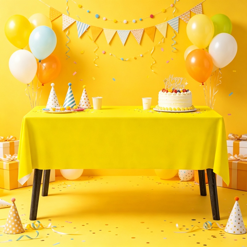 طقم مفرش طاولة وفوط صفراء محمو - مراجعة Table Cloth Disposable وسعره