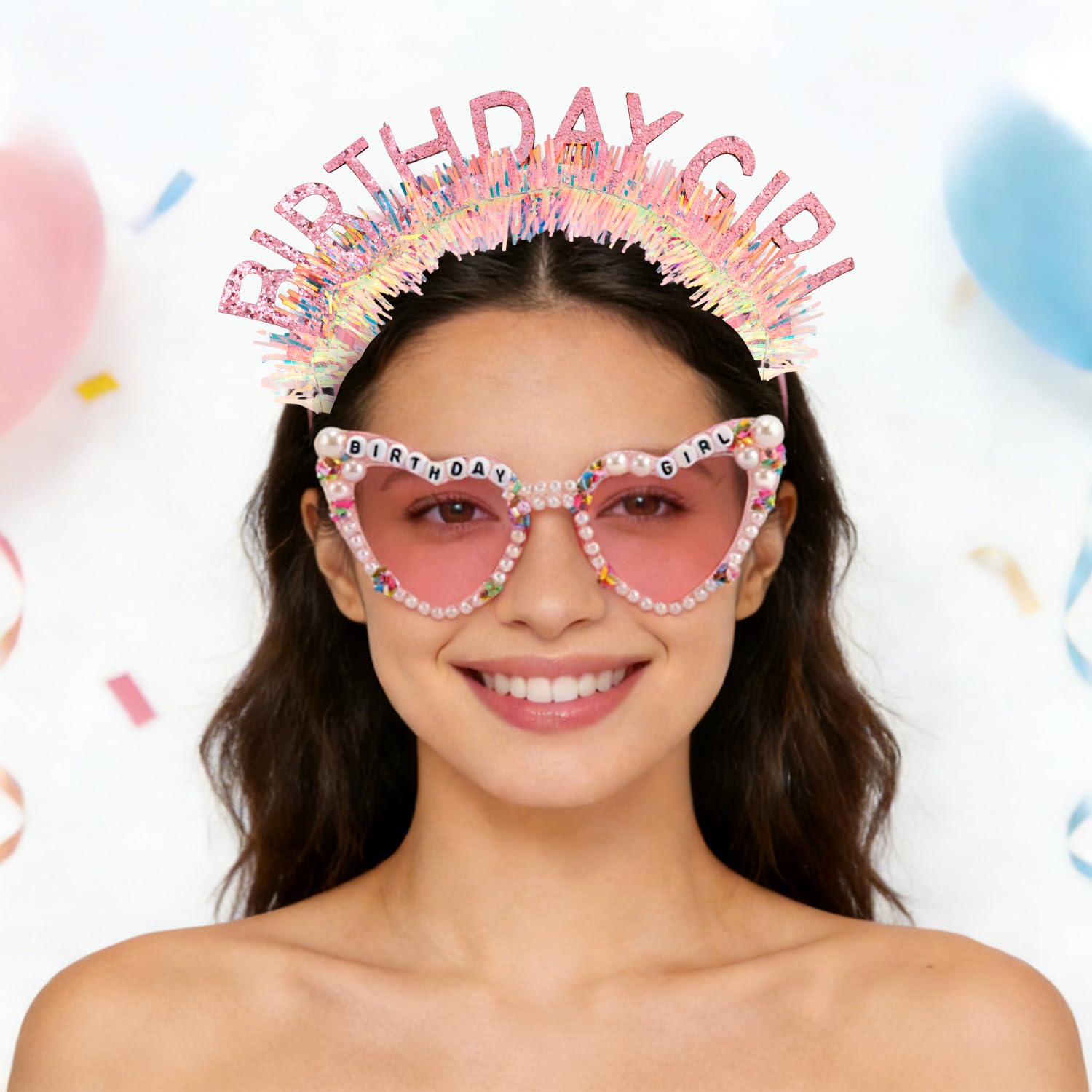 طقم عصابة رأس وشاح نظارات شمسي - مراجعة Birthday Sash Glitter وسعره
