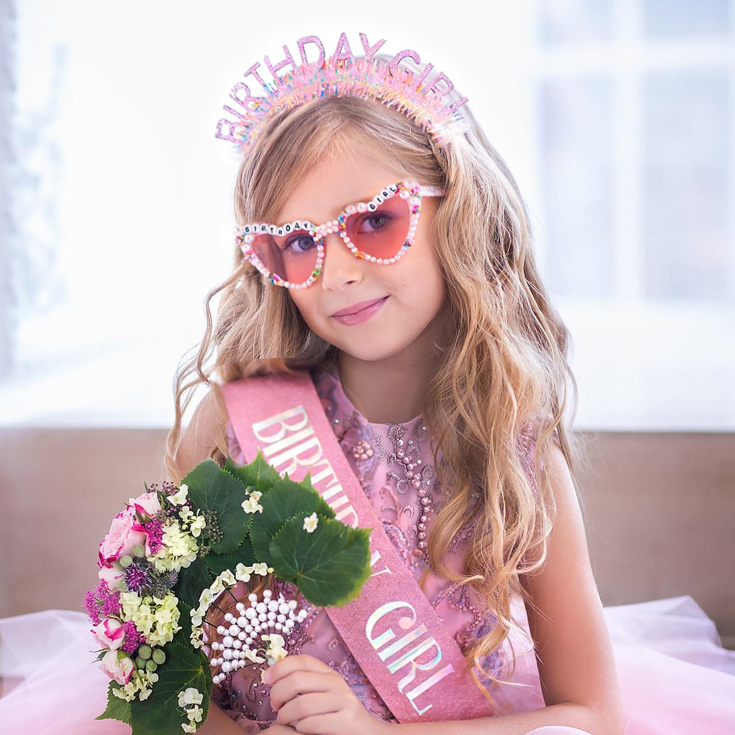 طقم عصابة رأس وشاح نظارات شمسي - مراجعة Birthday Sash Glitter وسعره